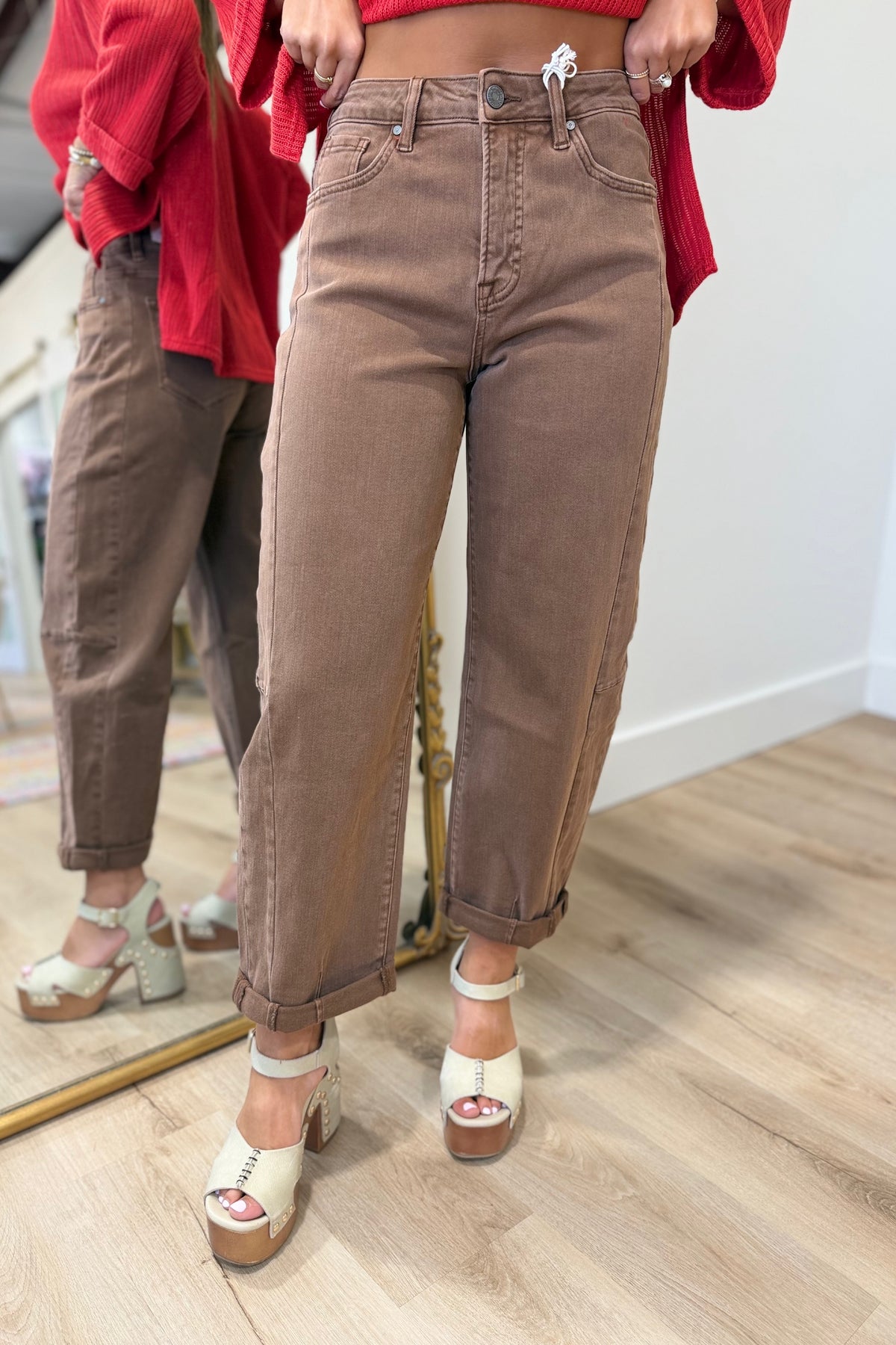 Bayeas High Rise Barrel Leg Pant Espresso