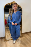 Cozy New Year V Neck Set Blue