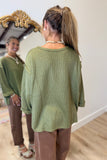 Britton Folded Sleeve Knit Top Olive