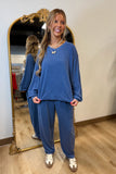 Cozy New Year V Neck Set Blue