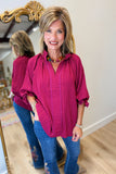 Umgee High Standards Lined Top Burgundy