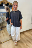 Relaxed Ribbed Tee Charcoal