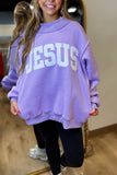 Jesus Mock Neck Sweatshirt Lavender