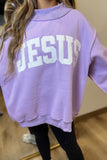 Jesus Mock Neck Sweatshirt Lavender