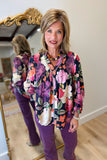 Umgee Wine and Roses Top Black