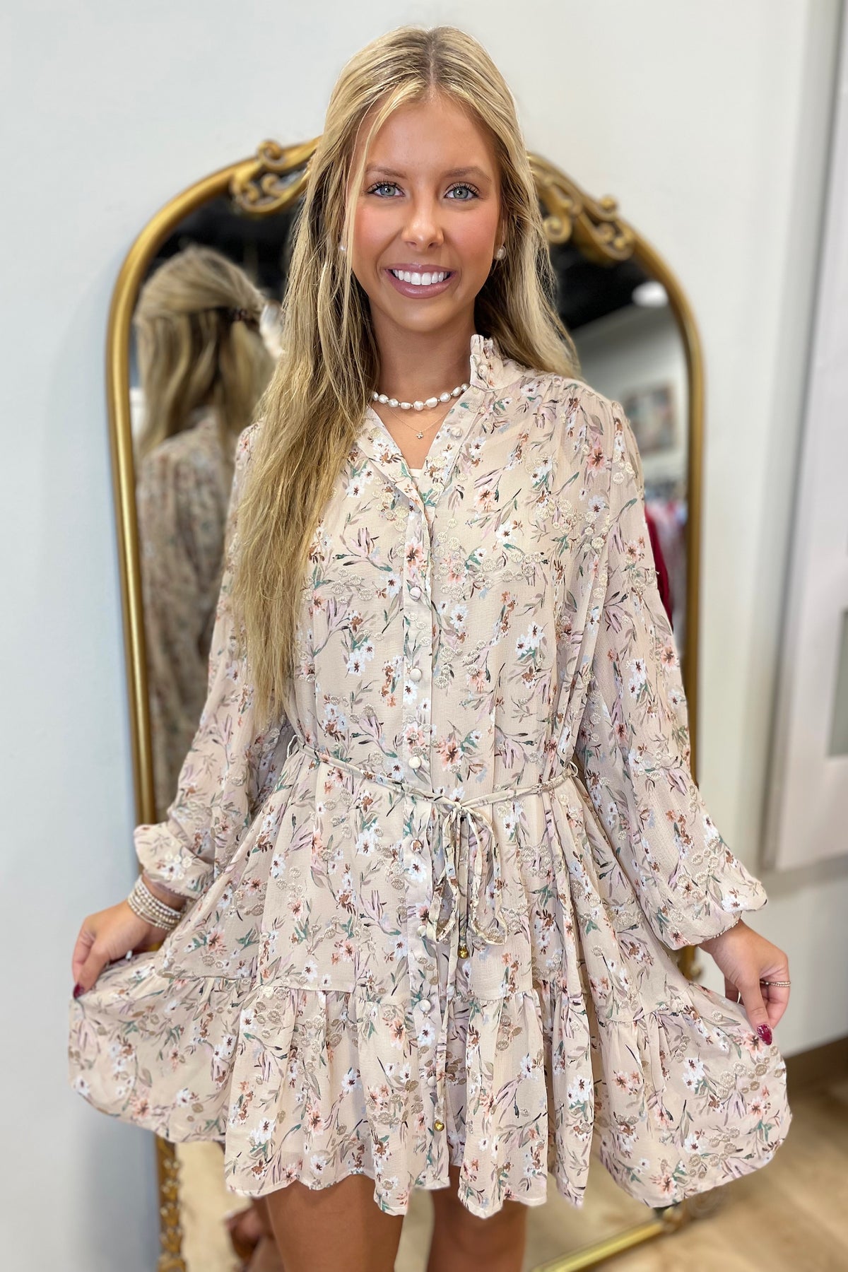 Romanticizing Fall Belted Button Dress