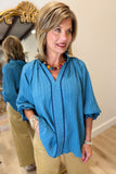 Umgee High Standards Lined Top Slate Blue