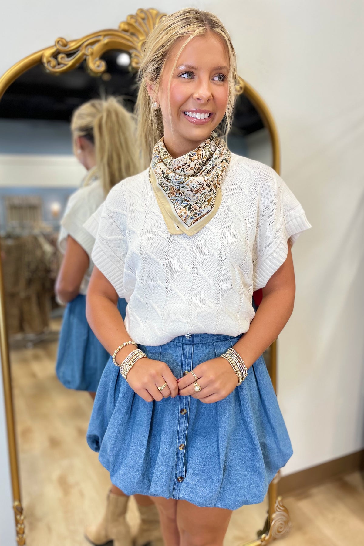 Fall in Love Cable Knit Sweater Vest Ivory