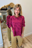 Umgee Laced Paisley Top Wine