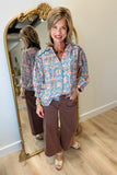 Umgee Abstract Print Top Teal