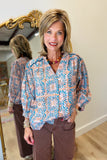 Umgee Abstract Print Top Teal