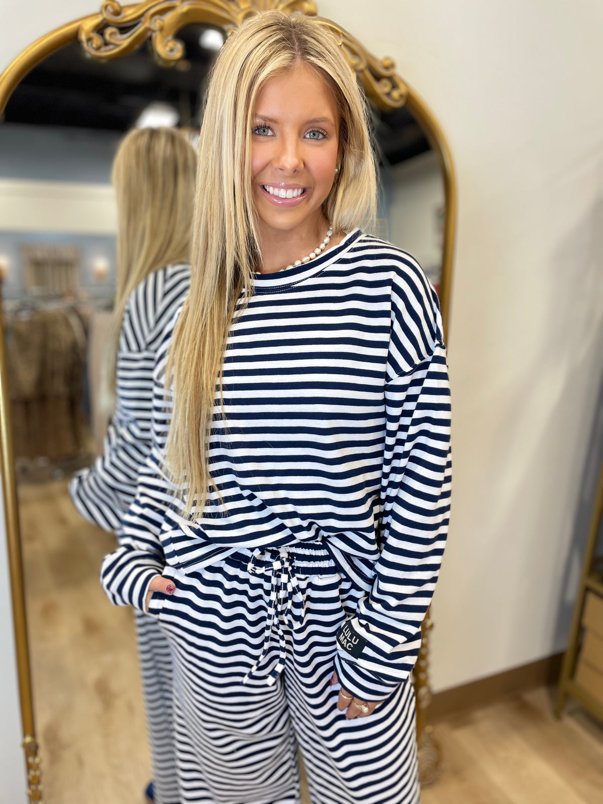 Lulu Mac Stripe Top Navy