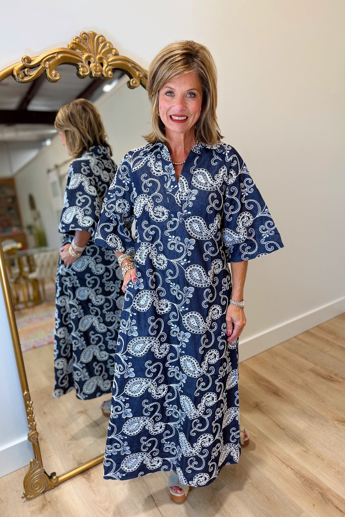 Boho Chic Embroidered Denim Dress