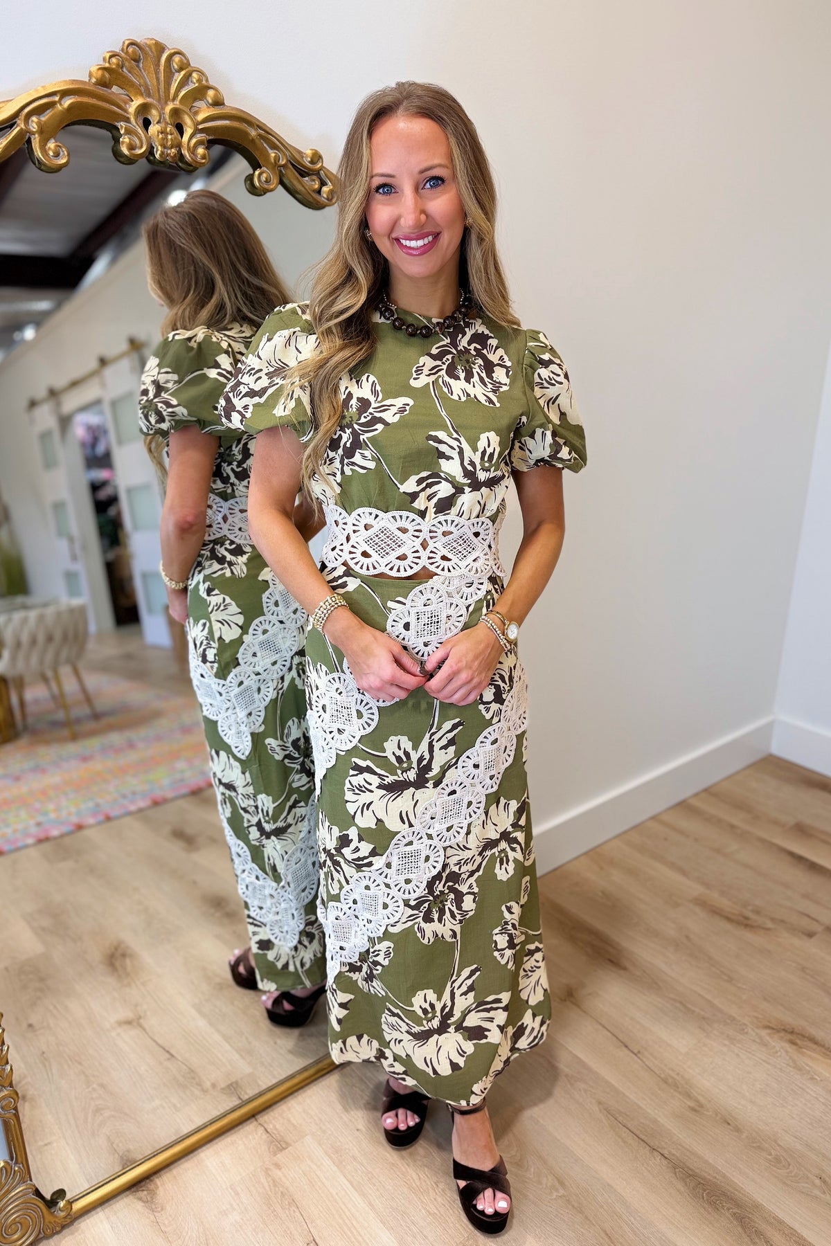 Center of Attention Skirt Set Olive