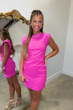 Cocktail Attire Ruched Fitted Mini Dress Hot Pink