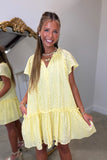 Coastal Citrus Eyelet Dress Yellow