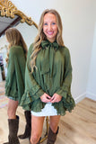 Stevie Ruffled High Low Top Olive
