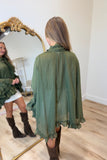 Stevie Ruffled High Low Top Olive