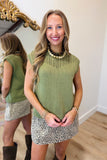 Wondering Weekend Open Knit Sweater Olive