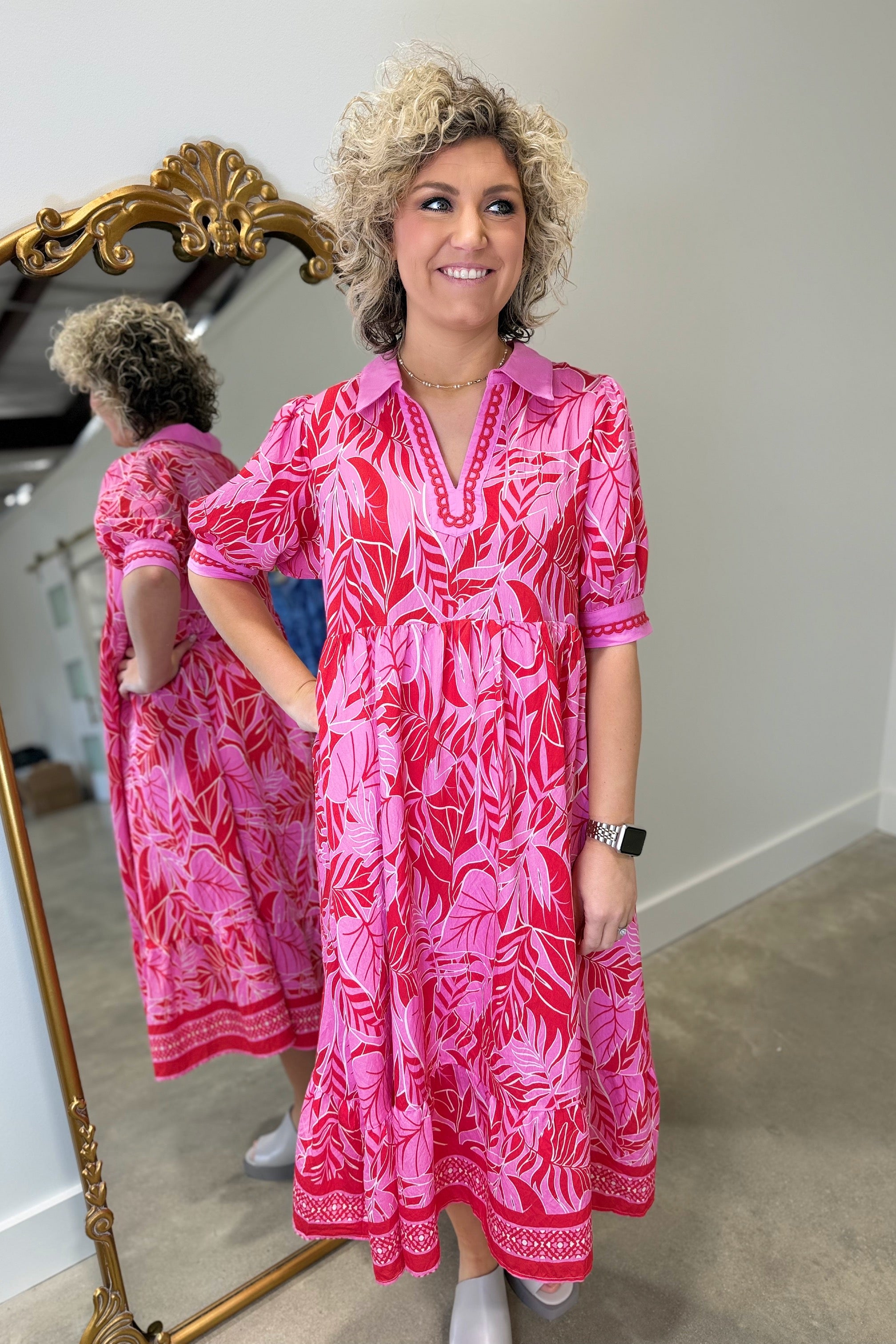 umgee red dress Umgee Women's Floral Embroidered Flowy Red Lightweight Peasant Dress Size L