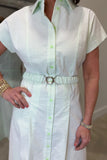 Renuar Seersucker Stripe Shirt Dress Honeydew
