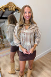 Pumpkin Pie Plaid Top Brown