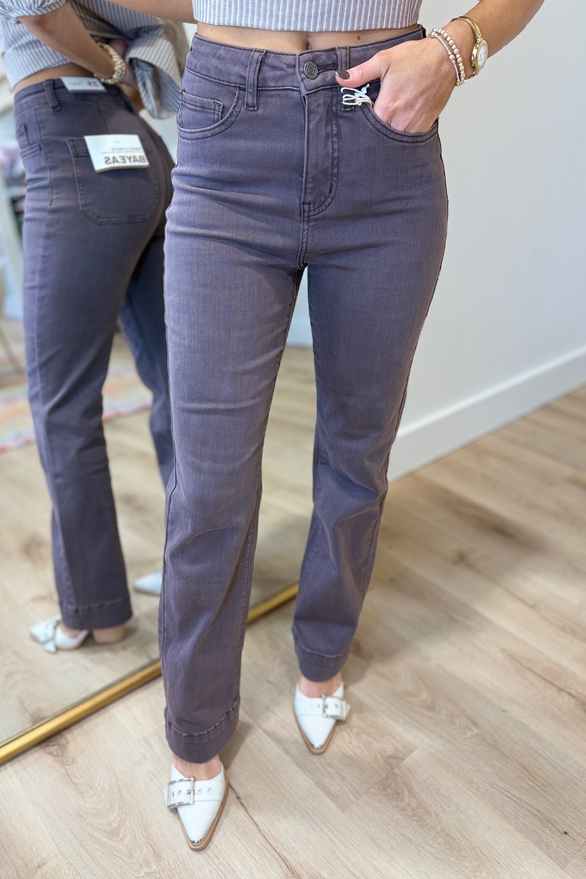 Bayeas Hise Rise Bootcut Jean Brown