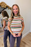 Autumn Amor Striped Sweater Vest Apricot