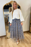 Fields of Floral Tiered Maxi Skirt Blue
