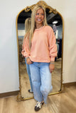 Rowan Raw Edge Textured Top Peach