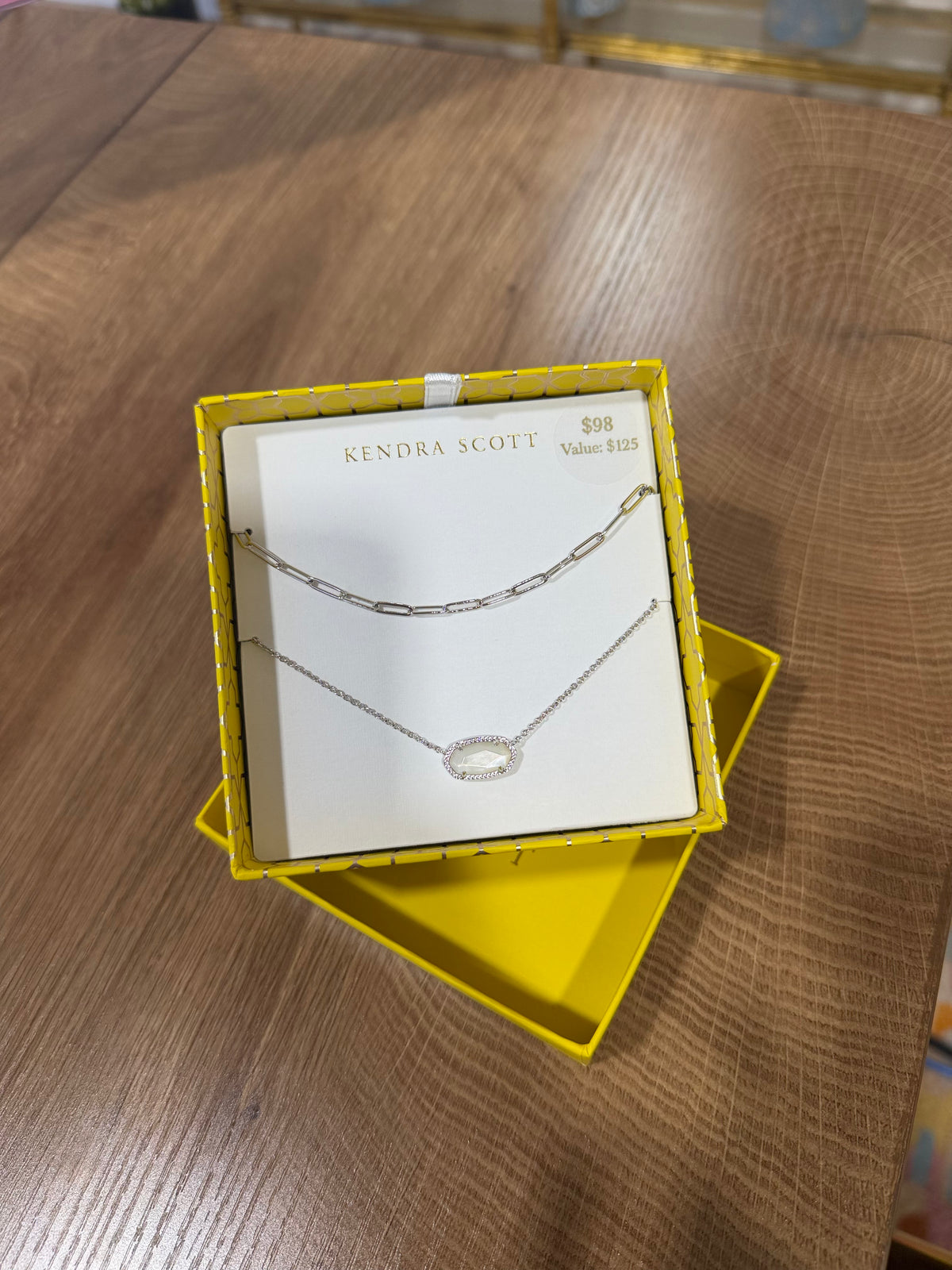 Kendra Scott Elisa and Courtney Necklace Silver Gift Set Ivory Mother of Pearl