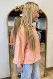 Rowan Raw Edge Textured Top Peach