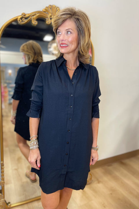 Boho Chic Shirt Dress Black