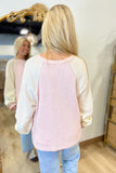 Simple Floral Textured Top Pink