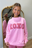 XOXO Gingham Mock Neck Sweatshirt Pink