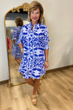Boho Chic Shirt Dress Printed Periwinkle