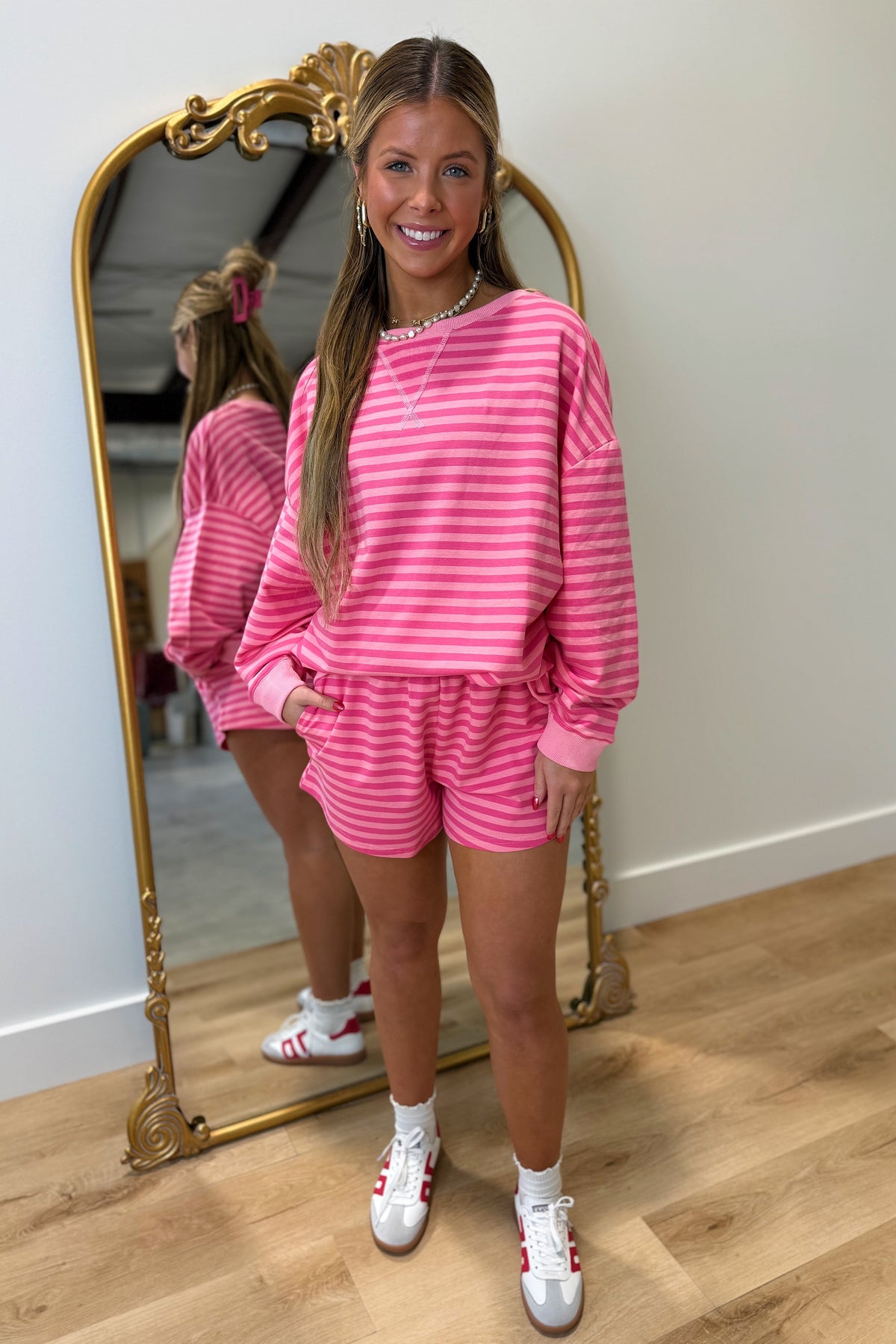 Pink Promises Striped Short Set