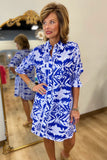 Boho Chic Shirt Dress Printed Periwinkle