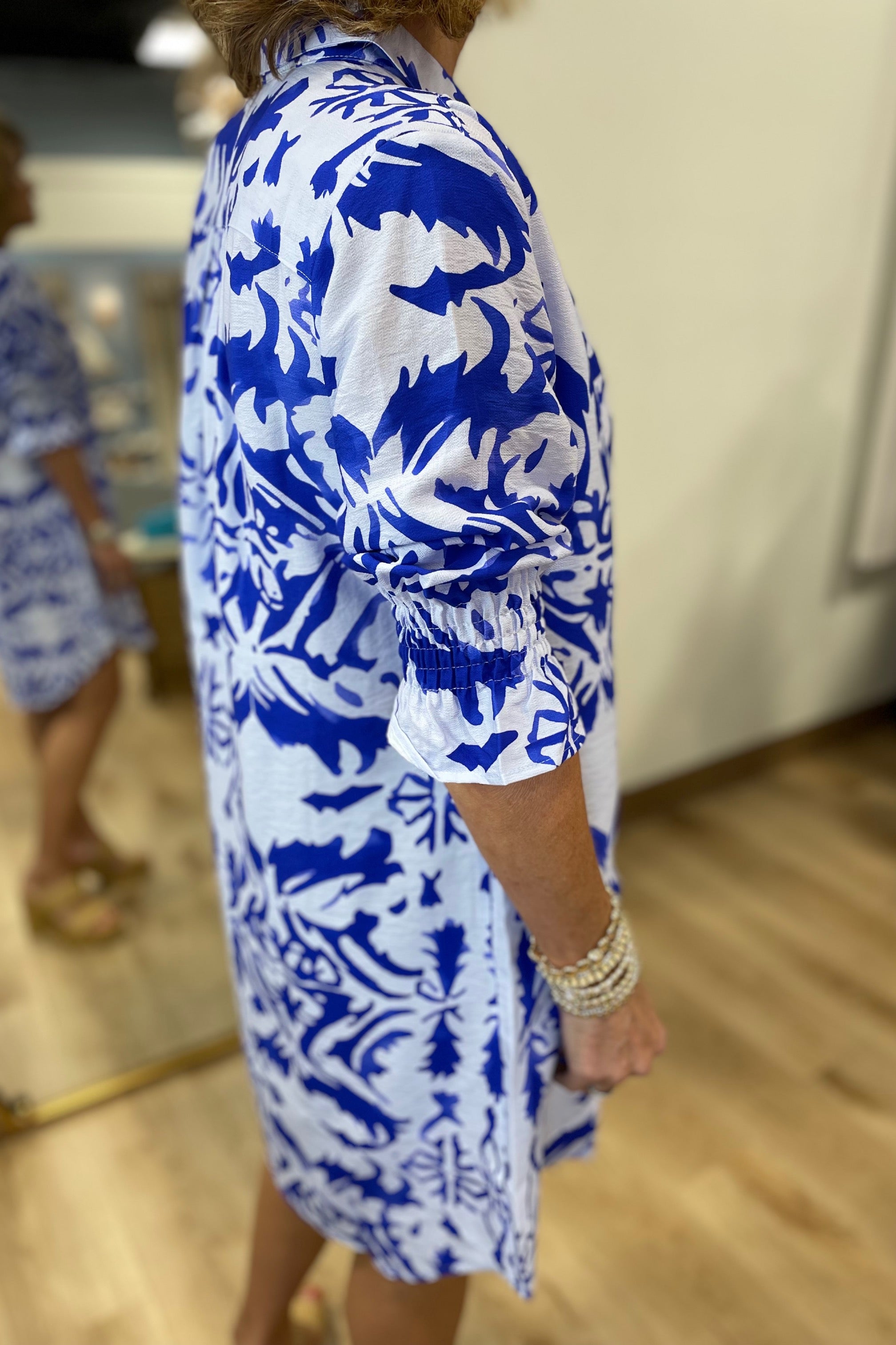 Boho Chic Shirt Dress Printed Periwinkle