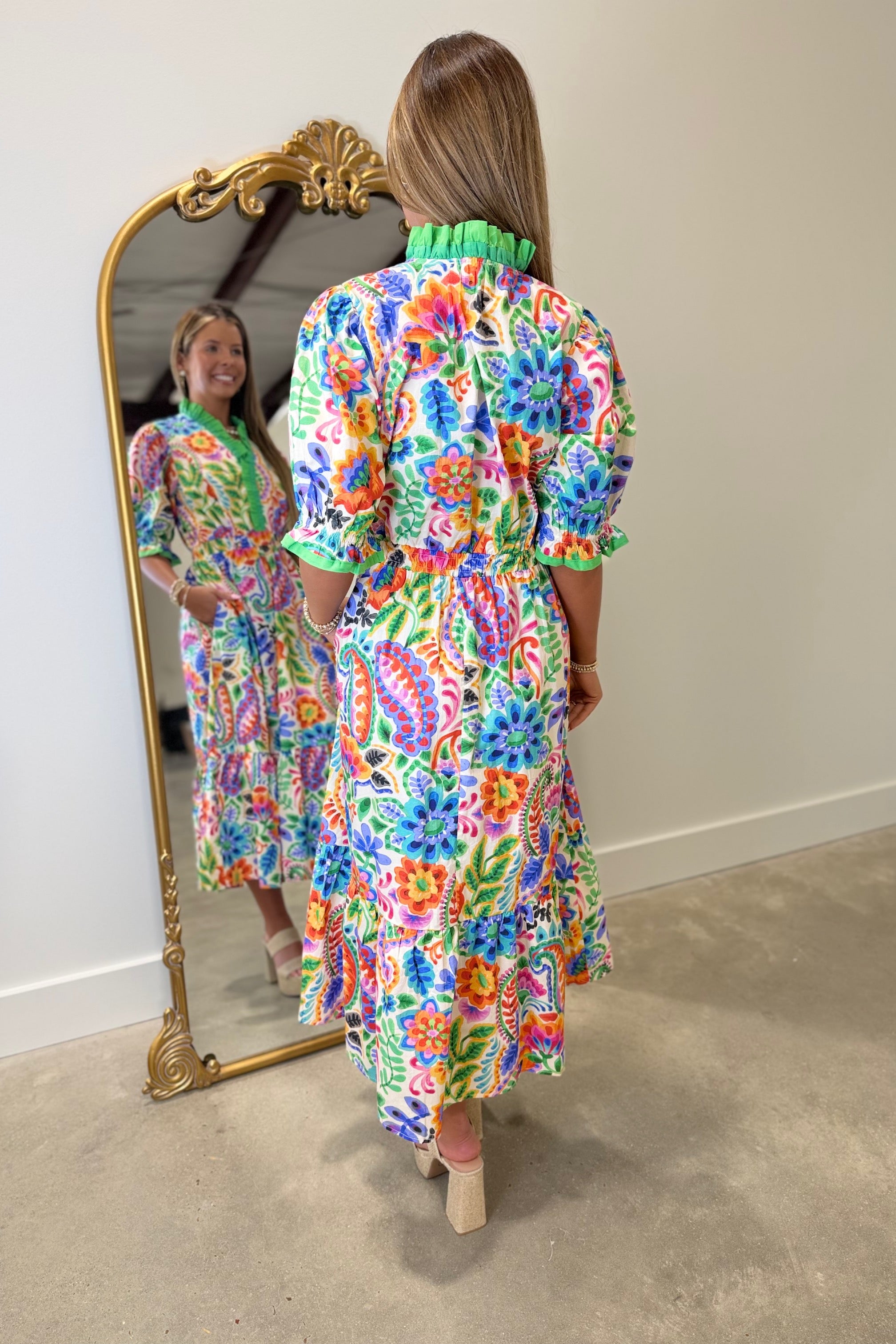 lilly pulitzer bailey silk midi dress Umgee Fiesta Flora Midi Dress Green – Expectations Too