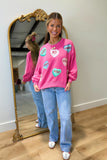 Mary Square Millie Heart Candy Sweatshirt Pink