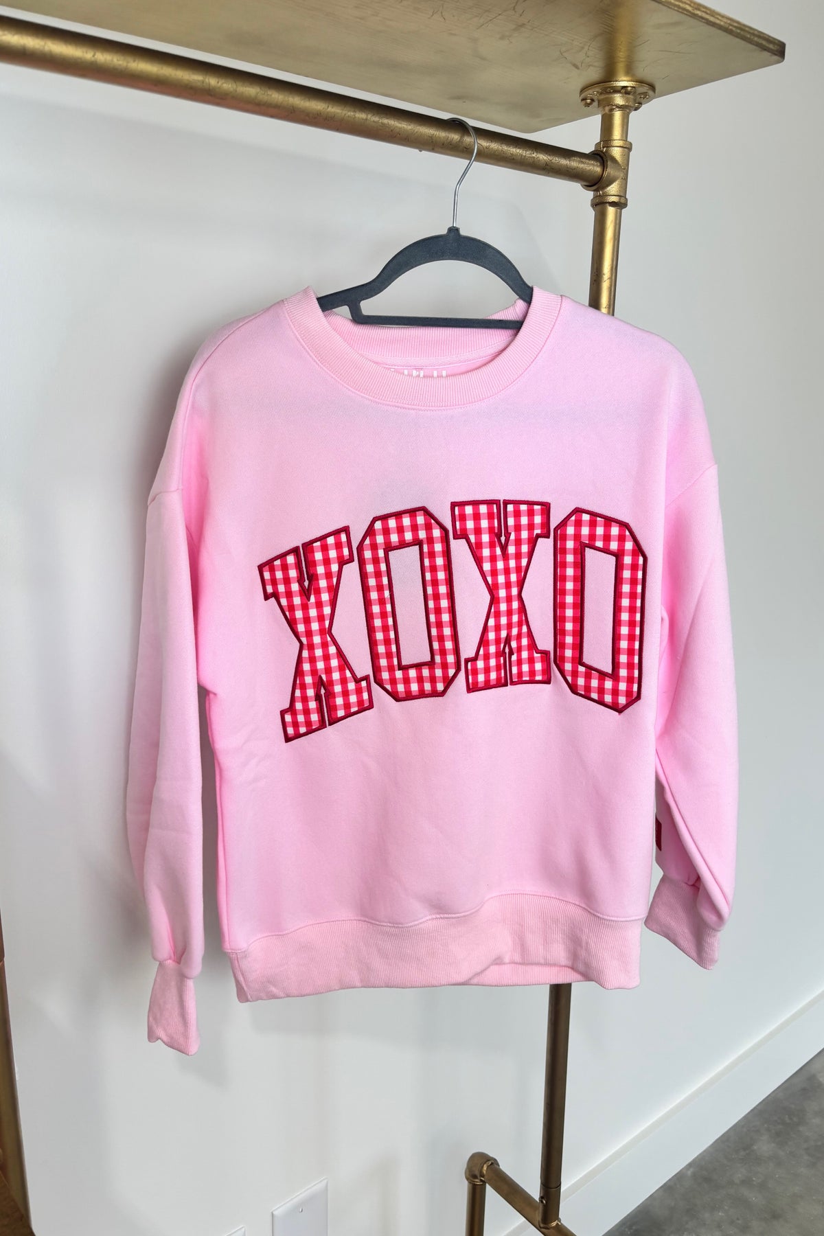 Lulu Mac Pink Sweatshirt XOXO Red Gingham