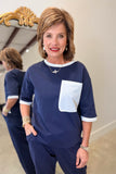 Joh Kaley Knit Colorblock Top Navy