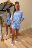 Slow Down Ribbed Short Set Blue