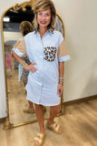 Cobalt Catwalk Leopard Stripe Dress