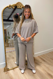 Settle In Ribbed Pant Set Ash Mocha