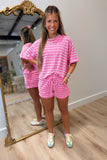 Slow Down Ribbed Short Set Hot Pink
