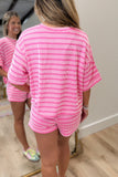 Slow Down Ribbed Short Set Hot Pink