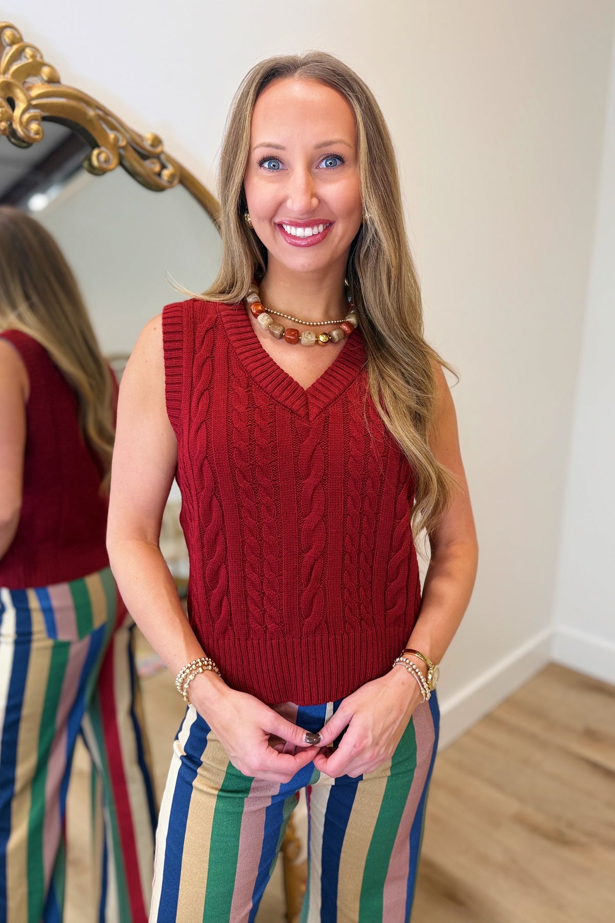 Season Starter Sweater Vest Cranberry