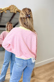 Lemonade Lane Henley Sweater Pink